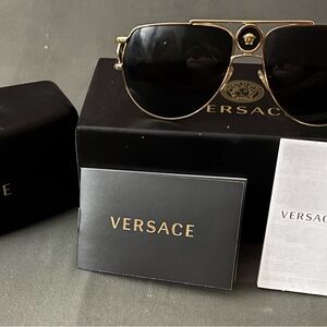 Versace Gold Black Designer Sunglasses